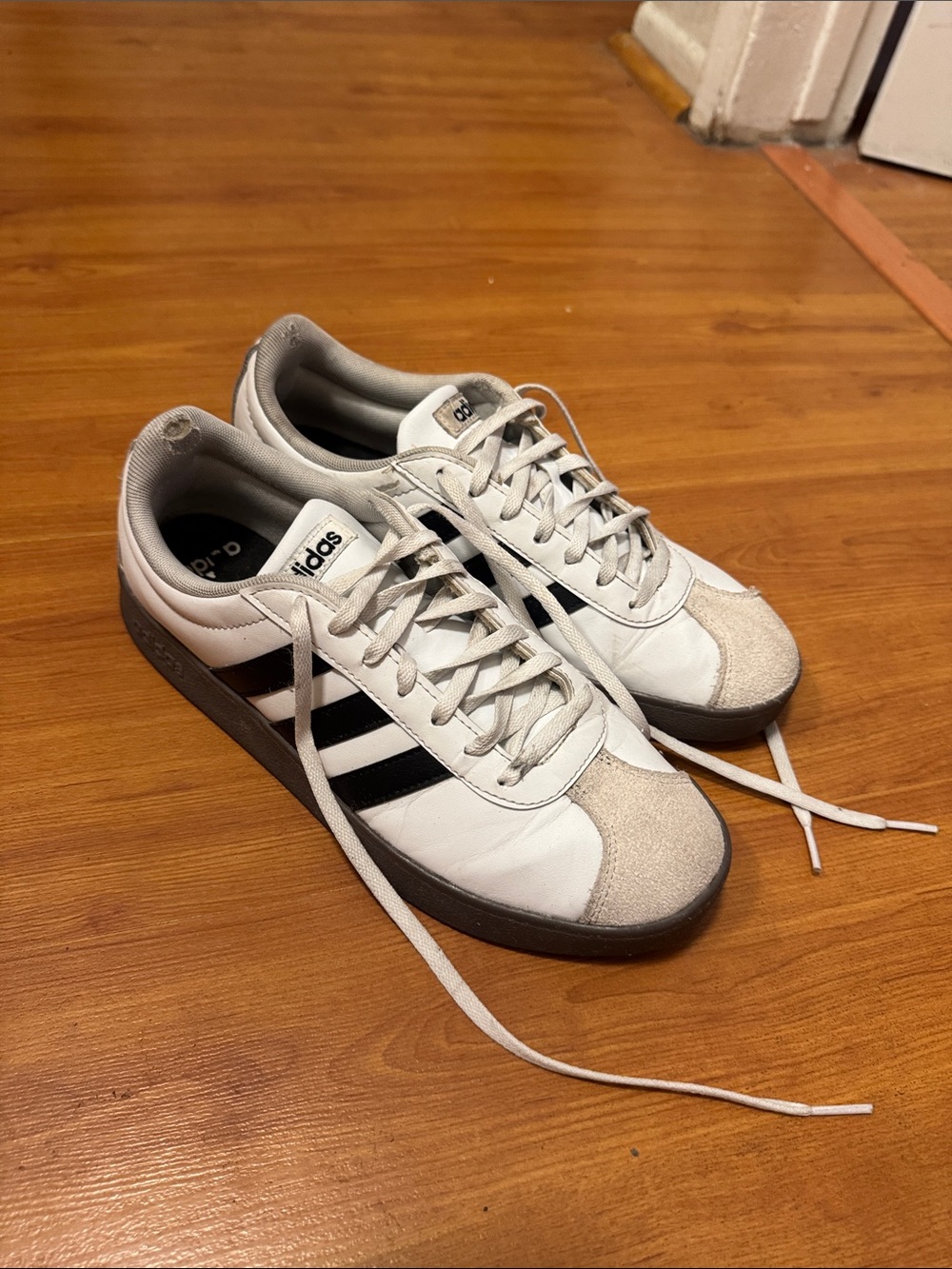 adidas White Sneakers with Black Three-Stripes